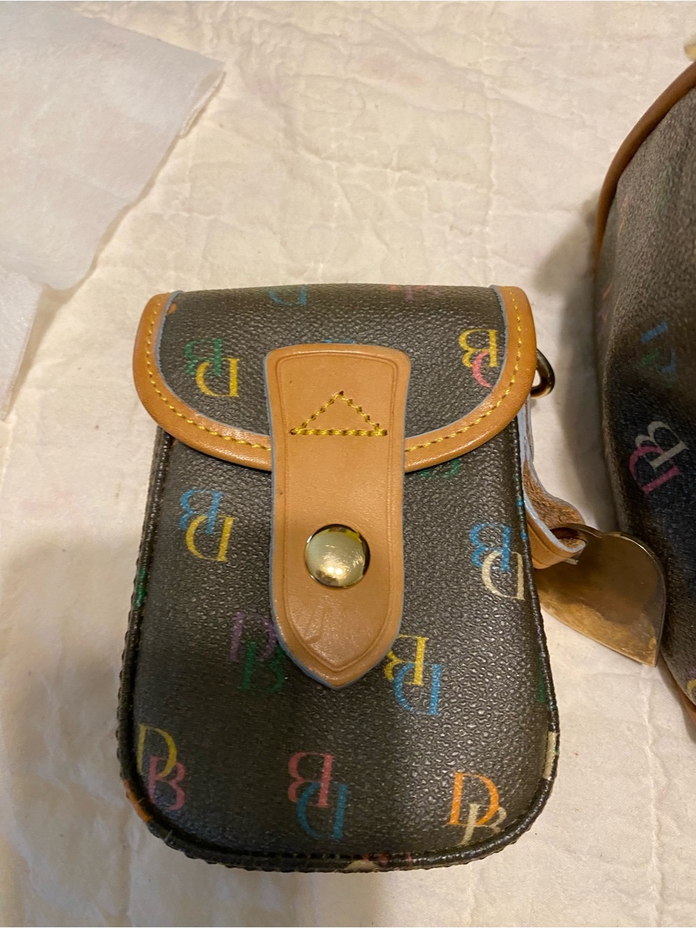Dooney & Bourke Brown Multicolor Logo Barrel Duffle - Picture 4 of 6